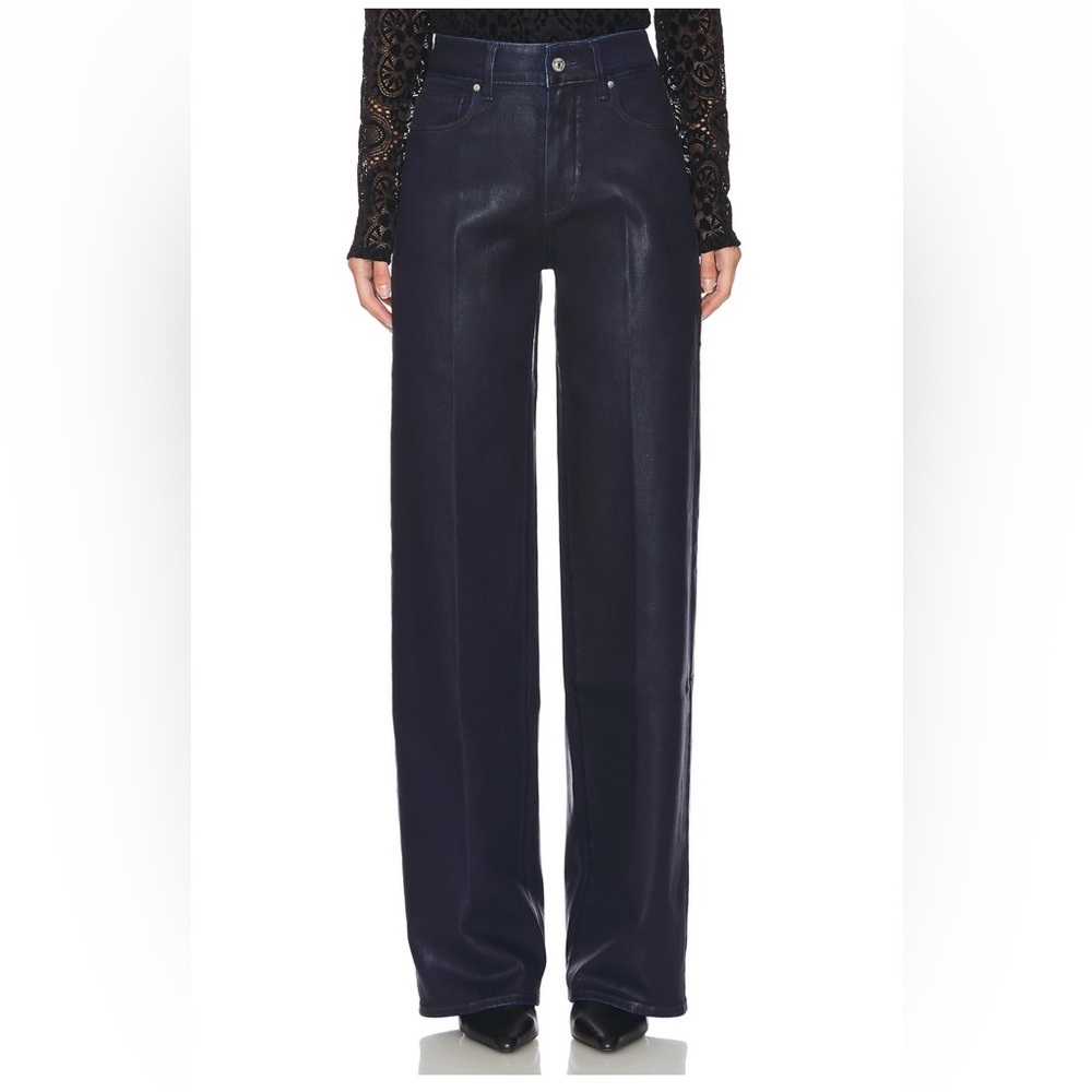 Paige Sasha Coated Indigo Wide Leg Jeans size 26 in 32 in inseam